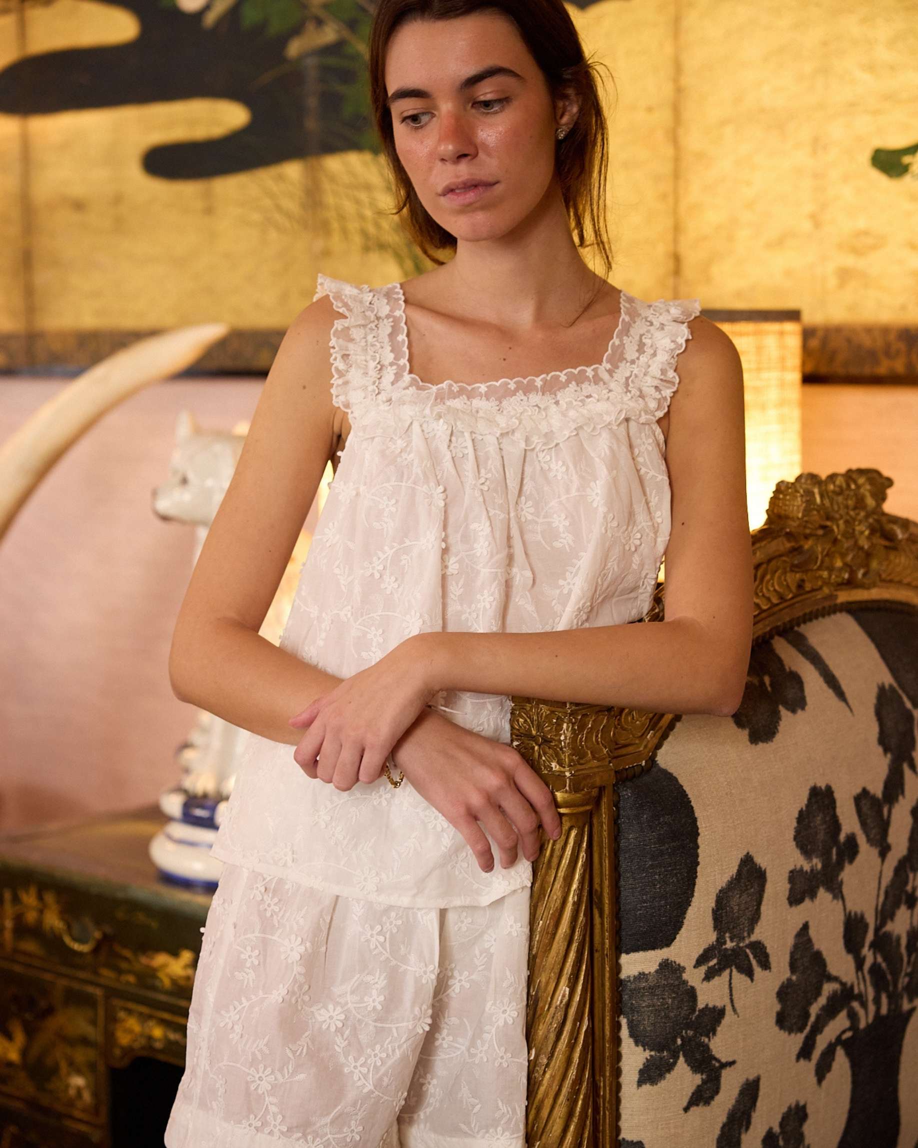 CONJUNTO PIJAMA LENCERO BLANCO The IQ Collection