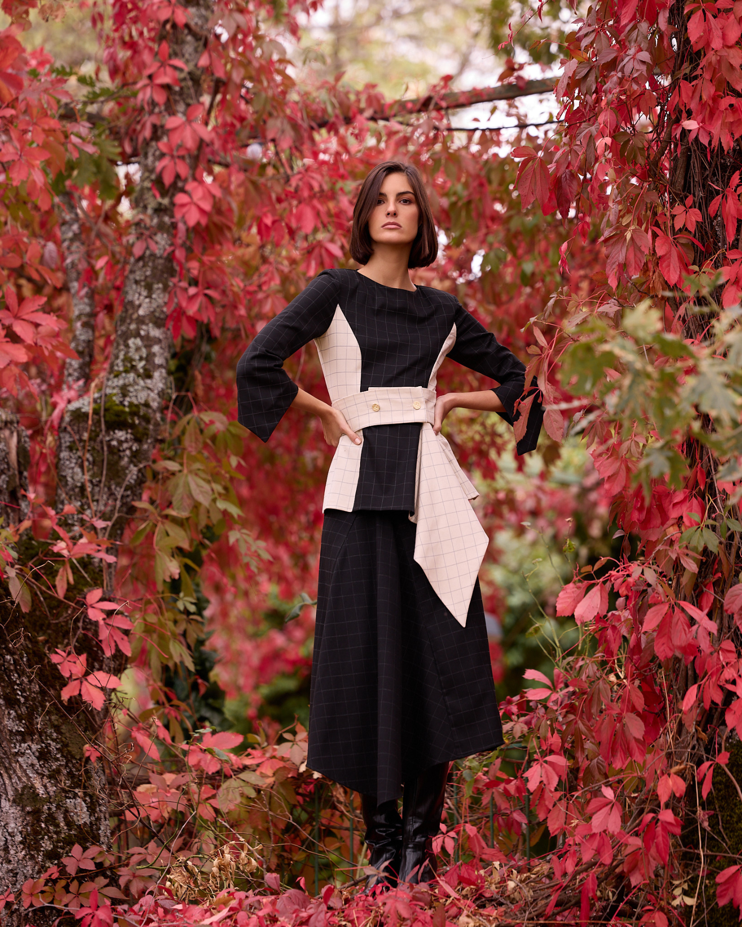 BLUSA CORAL CUADROS The IQ Collection