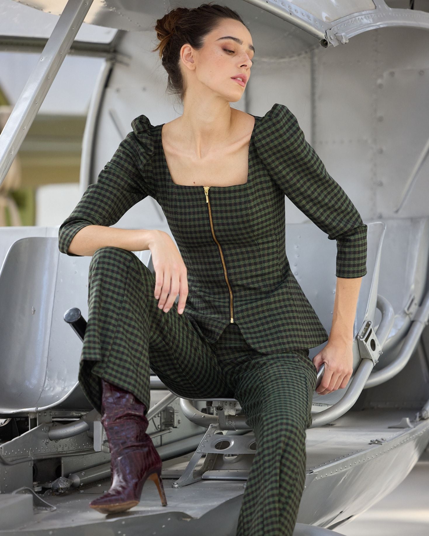 PANTALON MARINI VICHY VERDE The IQ Collection