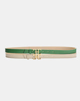 CINTURÓN VERSO HEBILLA DOBLE BLANCO Y VERDE The IQ Collection