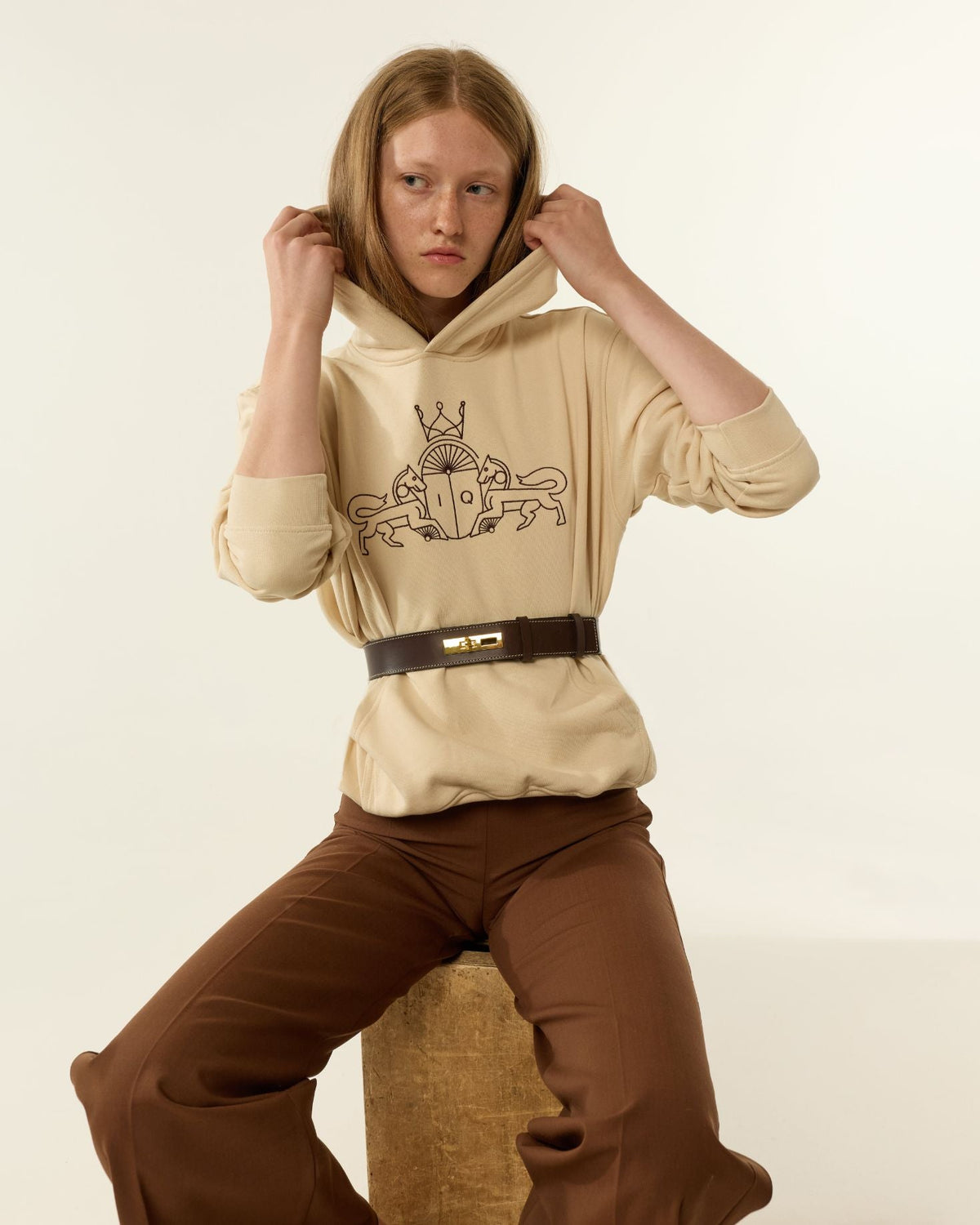 SUDADERA LEO BEIGE The IQ Collection