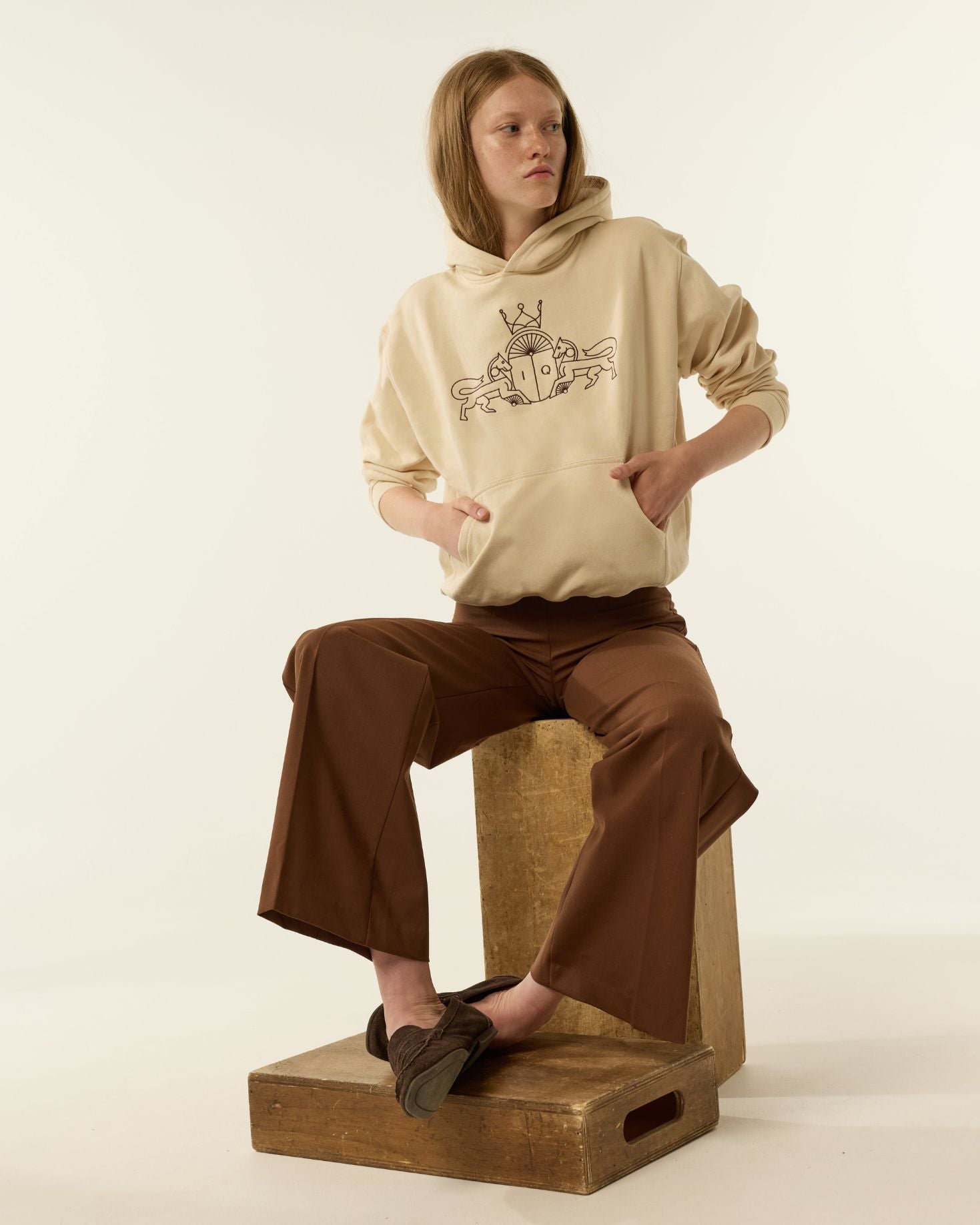 SUDADERA LEO BEIGE The IQ Collection