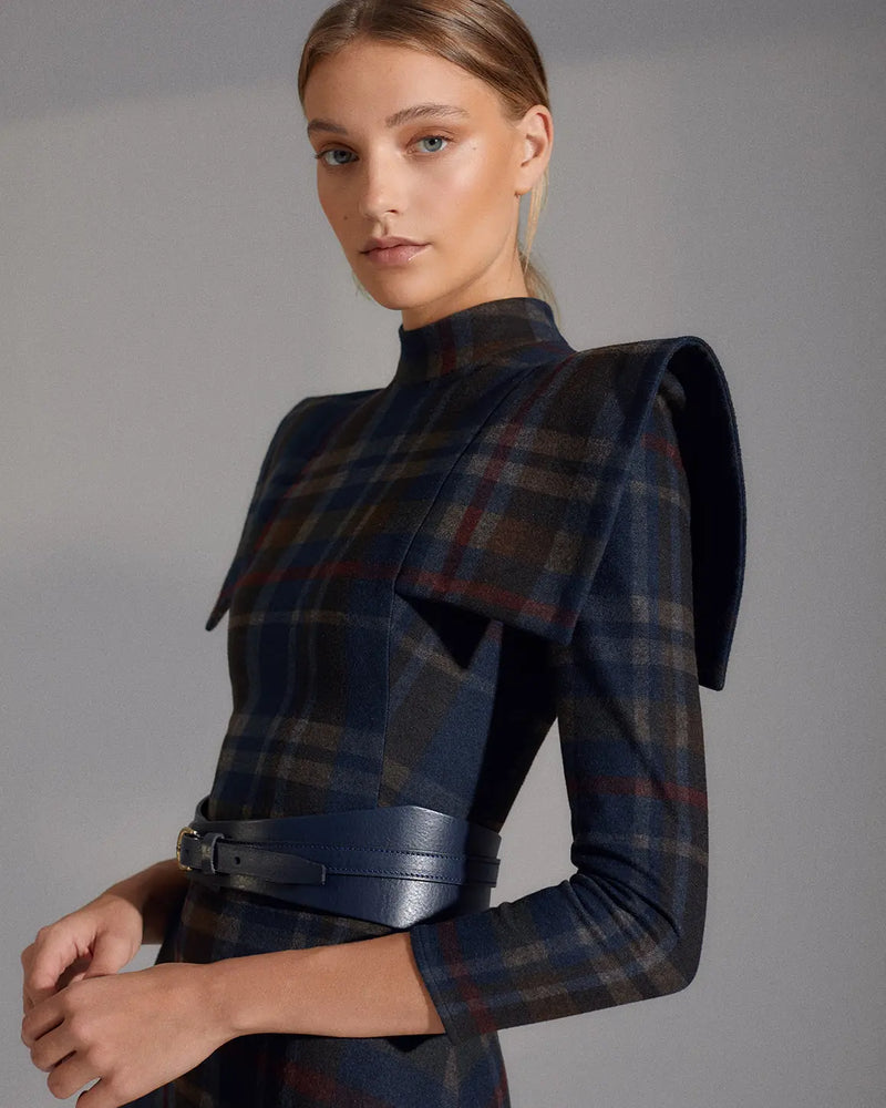VESTIDO AFRICA CUADROS AZULES The IQ Collection