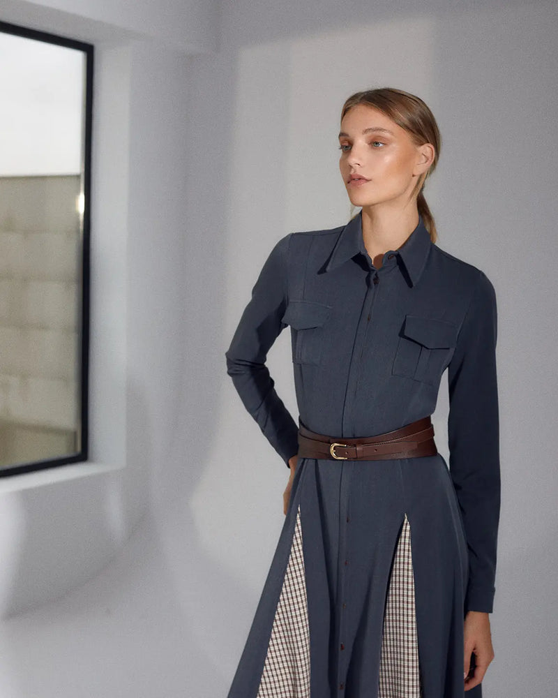 VESTIDO LISA GRIS The IQ Collection