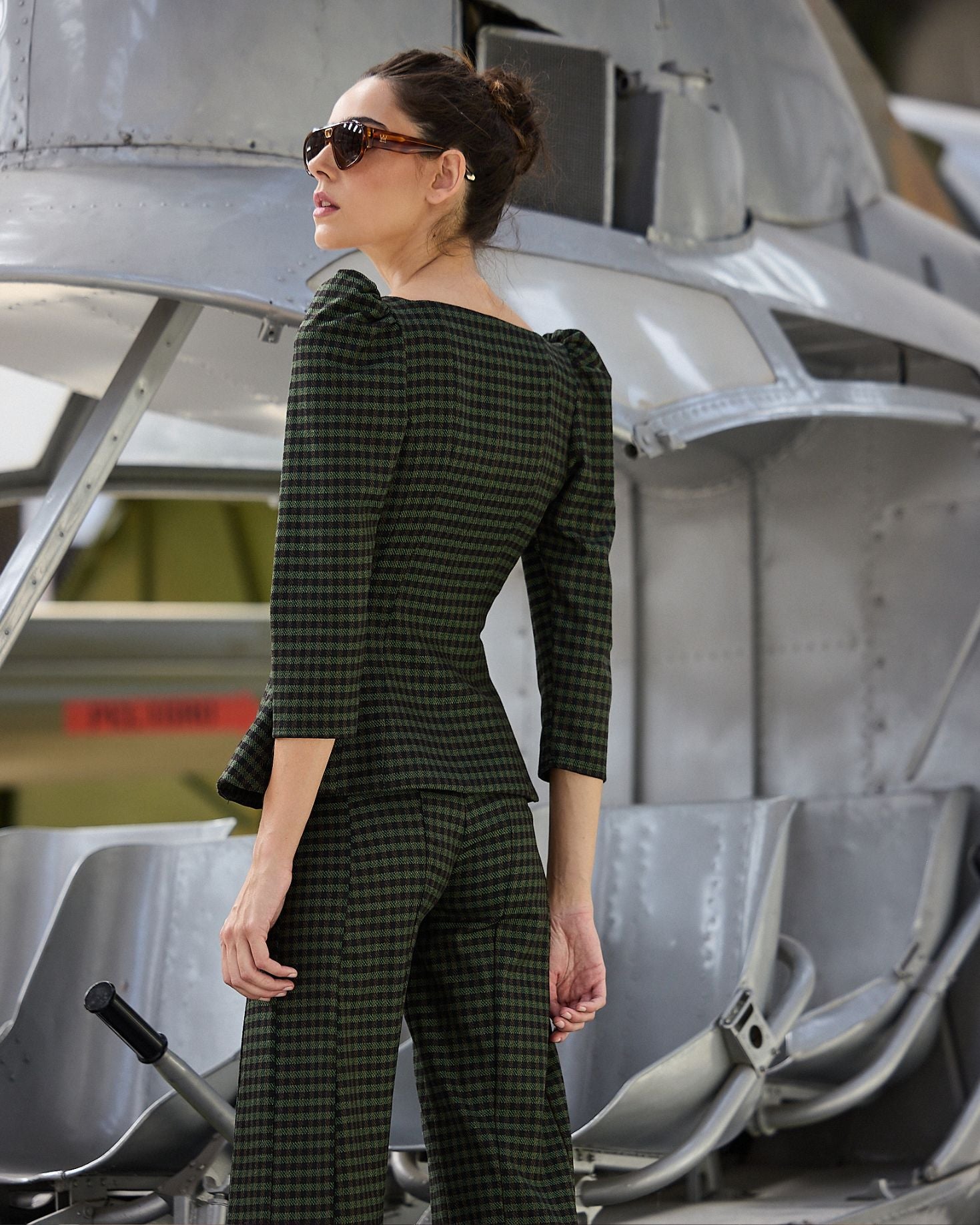 PANTALON MARINI VICHY VERDE The IQ Collection