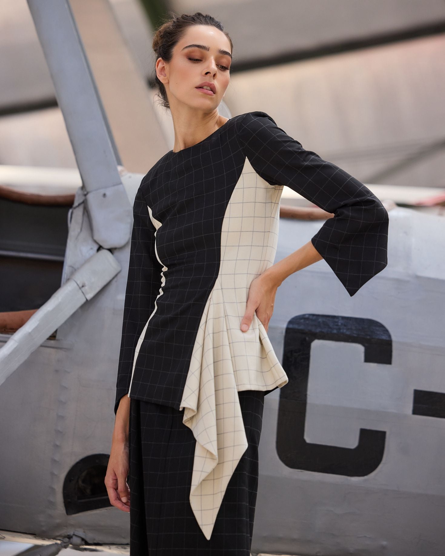 BLUSA CORAL CUADROS The IQ Collection