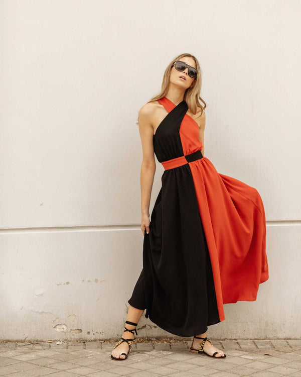 VESTIDO ROSAL BICOLOR The IQ Collection
