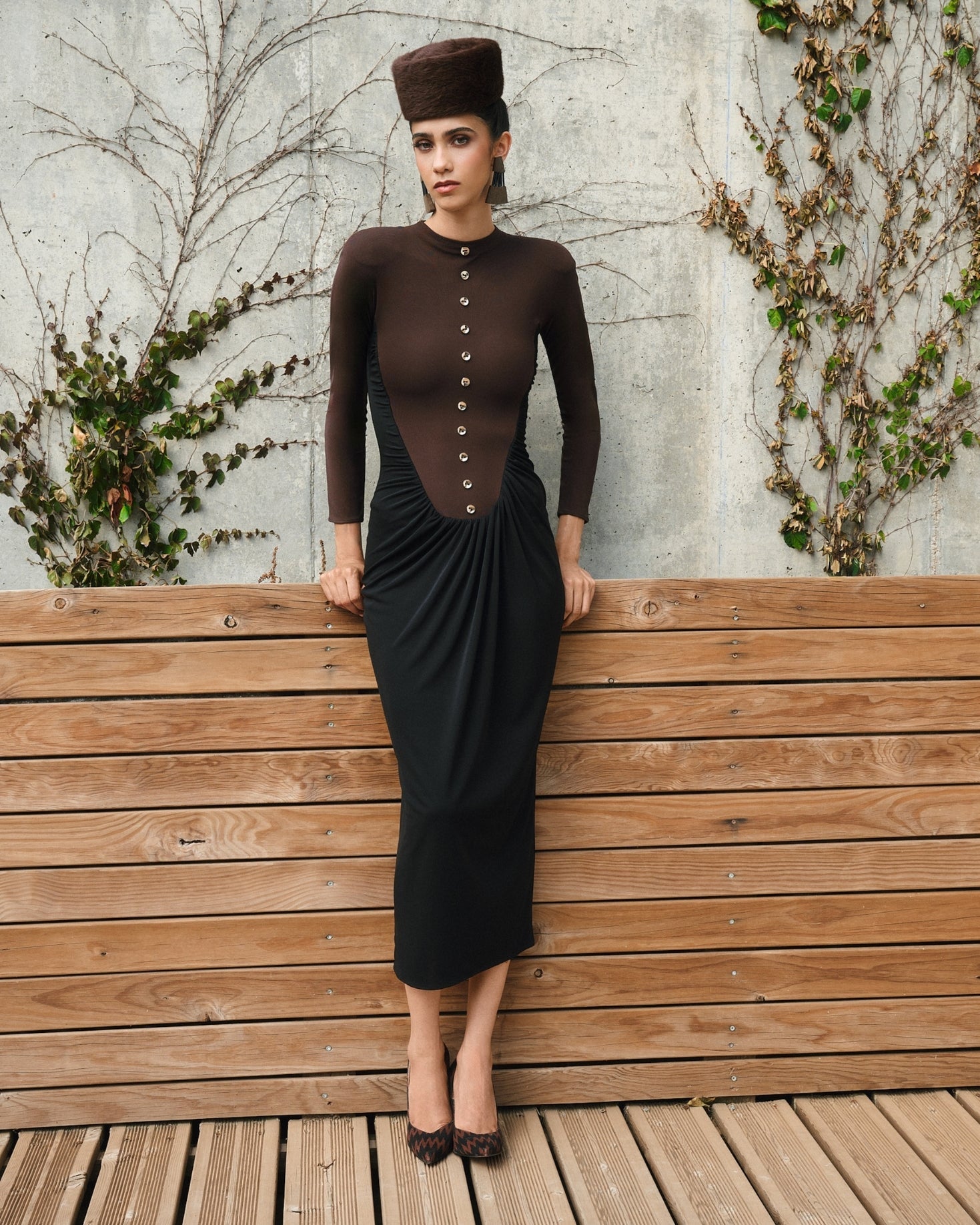 VESTIDO MORROW MARRÓN The IQ Collection